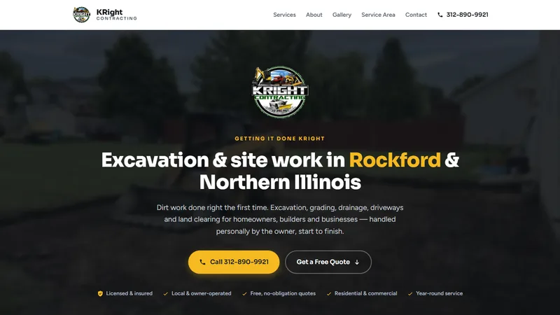 Homepage of the KRight Contracting website